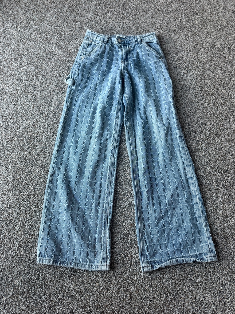 Forever 21 Premium Carpenter Jeans Size 25 Distressed Pattern Straight Leg Y2K